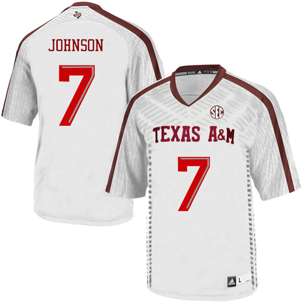 Men #7 Devodrick Johnson Texas A&M Aggies College Football Jerseys Sale-White